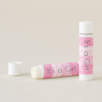 Pink Watercolor it's a girl baby shower Lip Balm