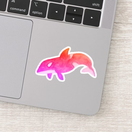Pink Watercolor Killer Whale Orca Sticker