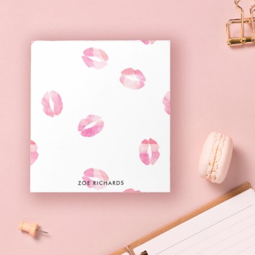Pink Watercolor Kisses _ Name Notepad