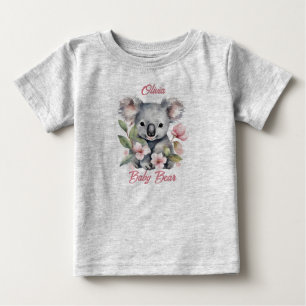 Pink Watercolor Koala Birthday  Baby T-Shirt