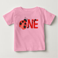 Pink Watercolor Ladybug ONE 1st Birthday T-Shirt