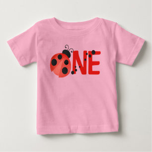 Pink Watercolor Ladybug ONE 1st Birthday T-Shirt