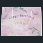 Pink Watercolor Lavender Flowers Gift Bag<br><div class="desc">Personalized Pink Watercolor Lavender Flowers Gift Bag</div>