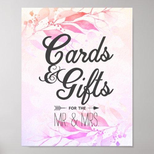 Pink Watercolor Leaves Cards  Gifts Wedding Decor