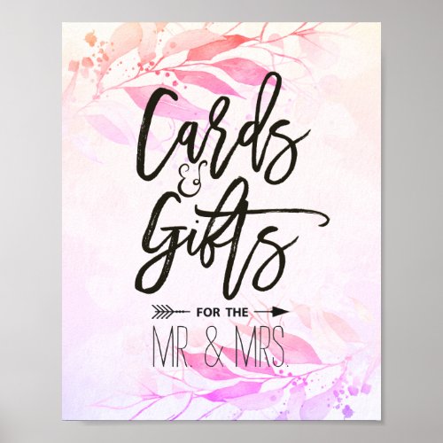 Pink Watercolor Leaves Cards  Gifts Wedding Decor