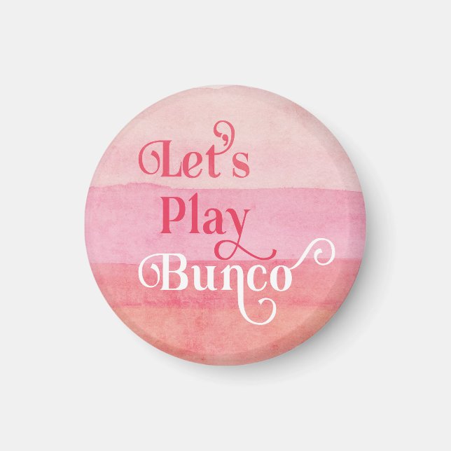 Pink Watercolor Let's Play Bunco Player Magnet (Front)