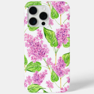 Pink watercolor lilac flowers iPhone 15 pro max case