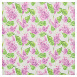 Pink watercolor lilac flowers fabric