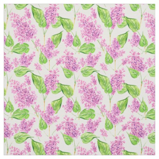 Pink watercolor lilac flowers fabric