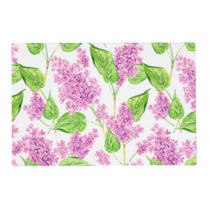 Pink watercolor lilac flowers placemat