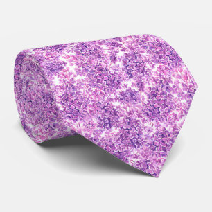 Pink watercolor lilac flowers tie