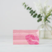 Pink Watercolor Lips Business Card Template (Standing Front)