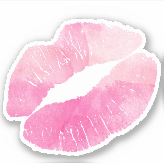 Pink Watercolor Lips Sticker (Front)