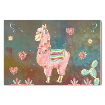 Pink Watercolor Llama Decoupage  Tissue Paper