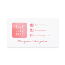 Pink Watercolor Logo & Photo Social Media Business Card Pink Watercolor Logo & Photo Social Media Business Card