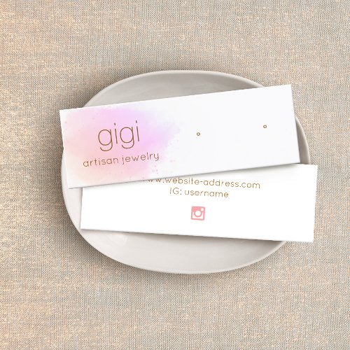  Pink Watercolor Logo Stud Earring Display  Mini Business Card