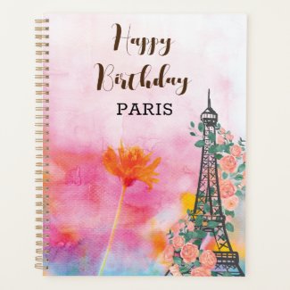 Pink Watercolor Look Blush Paris  Eiffel Tower 