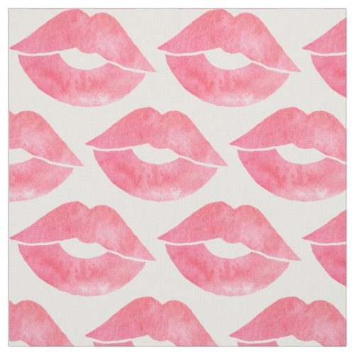 Pink Watercolor Look Lips Pattern Fabric