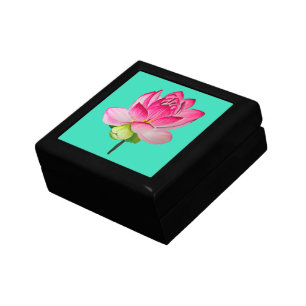 Pink watercolor lotus flower fine art gift box