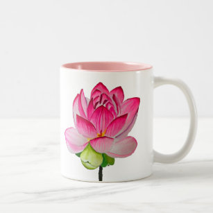 Pink watercolor lotus flower fine art Two-Tone coffee mug
