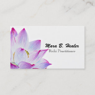 ~ Pink Watercolor Lotus Water Lily Simple Business Business Card