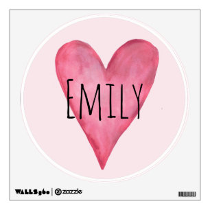 Pink Watercolor Love Heart Baby Girl's Nursery Wall Decal