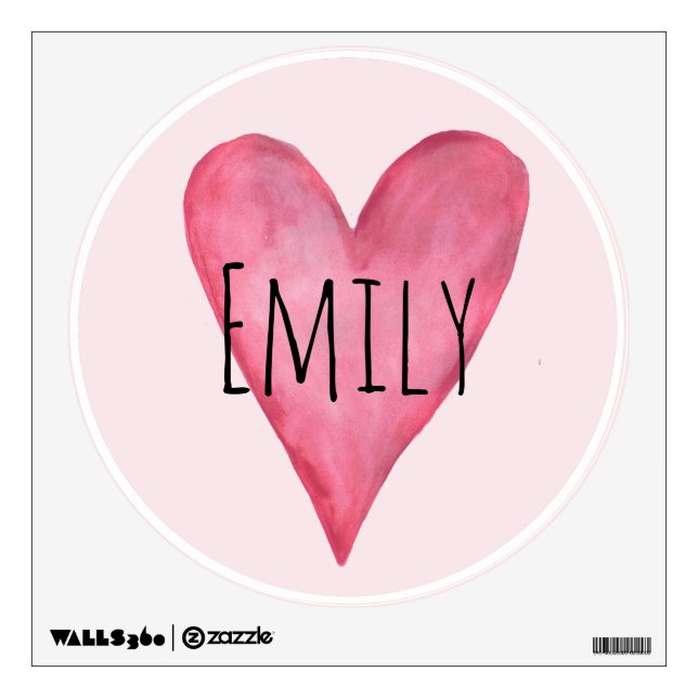 Pink Watercolor Love Heart Baby Girl's Nursery Wall Decal (Front)