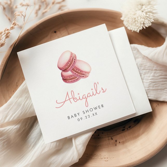Pink Watercolor Macaron Cookies Girls Baby Shower Napkins (Creator Uploaded)