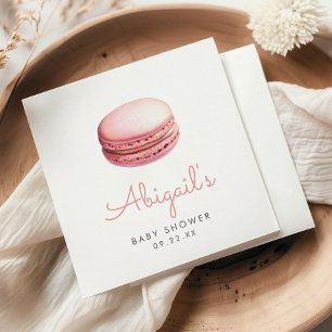 Pink Watercolor Macaron Girls Baby Shower Napkins
