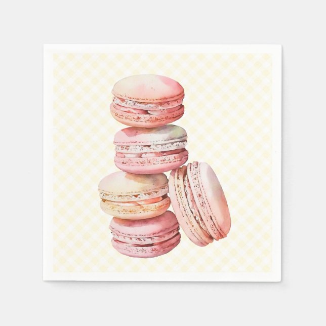Pink Watercolor Macaron Napkins (Front)