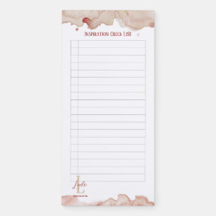 Pink Watercolor Magnetic Checklist Magnetic Notepad