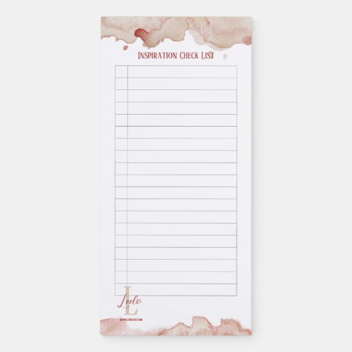 Pink Watercolor Magnetic Checklist Magnetic Notepad