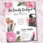 Pink Watercolor Makeup Artist Flyer<br><div class="desc">Pink Floral Watercolor Makeup Artist Flyer. Bursting with vibrant hues and whimsical blooms, this print is a visual feast perfect for makeup artists, beauty bloggers, influencers and anyone seeking a touch of colorful floral elegance with a touch of glam. Featuring bright pink peonies, makeup palette, makeup brushes and lipstick. You...</div>