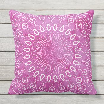 Pink Watercolor Mandala Design Throw Pillow by mariannegilliand at Zazzle