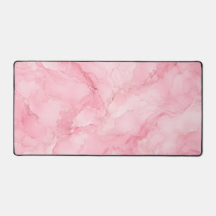 Pink Watercolor Marble Pattern Desk Mat