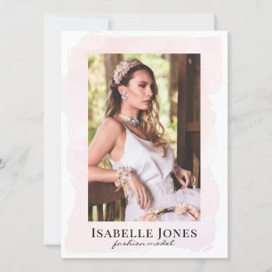 Pink Watercolor Model Actor 5 Photo Comp Card