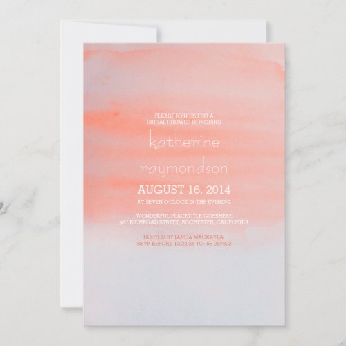 pink watercolor modern bridal shower invitation