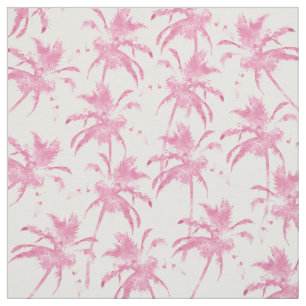 Pink watercolor modern palm tree pattern fabric