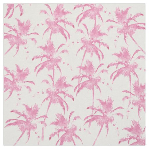 Pink watercolor modern palm tree pattern fabric