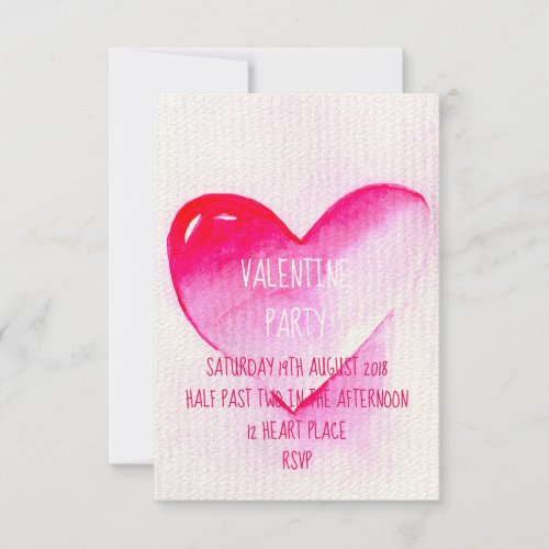 Pink watercolor modern Valentine party Invitation