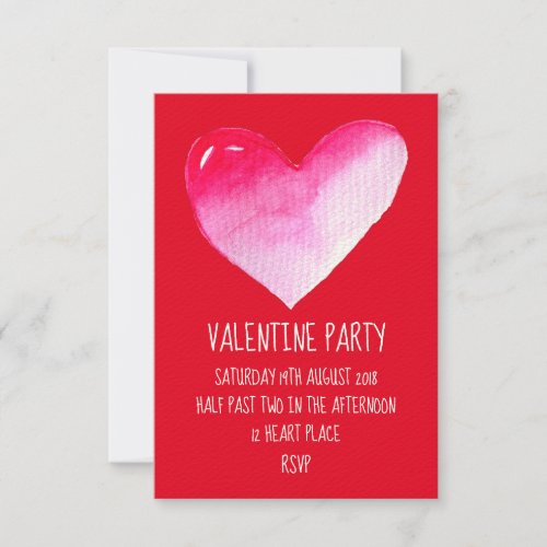 Pink watercolor modern Valentine party Invitation