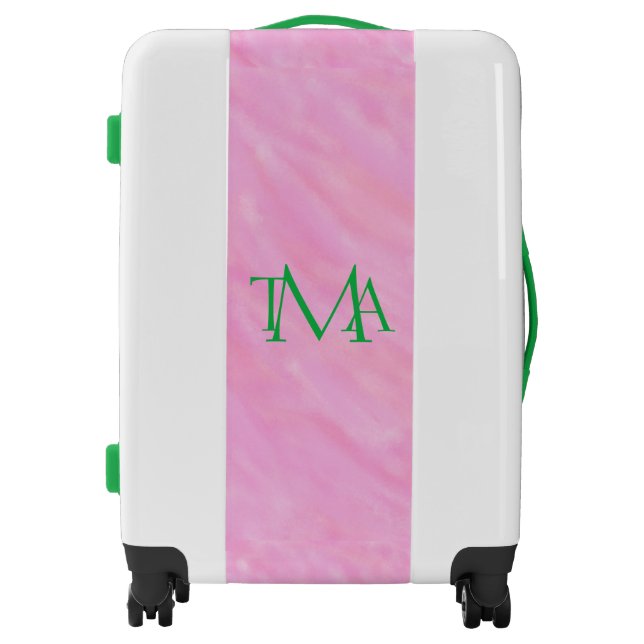 Pink Watercolor Monogram Large Luggage (Front)