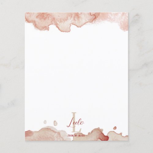 Pink Watercolor Monogram  Name Stationery