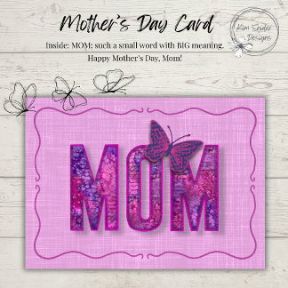 Pink Watercolor Mother’s Day Card with Butterfly 