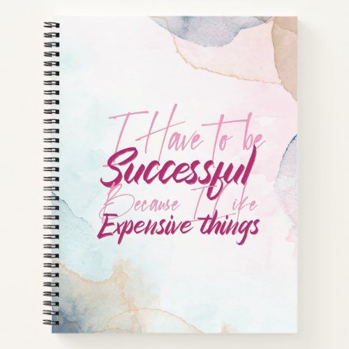 Pink Watercolor motivational quote daily planner Notebook