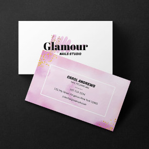 Pink Watercolor Nail Studio Nail Technician Beauty Business Card
