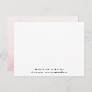 Pink Watercolor Name Monogram Personalized Flat Note Card