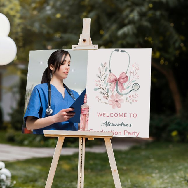 Pink Watercolor Nursing School Graduate  Foam Board (Creator Uploaded)