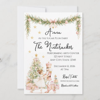 Pink Watercolor Nutcracker Ballet Invitation