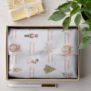 Pink Watercolor Nutcracker Ballet Pattern Tissue Paper